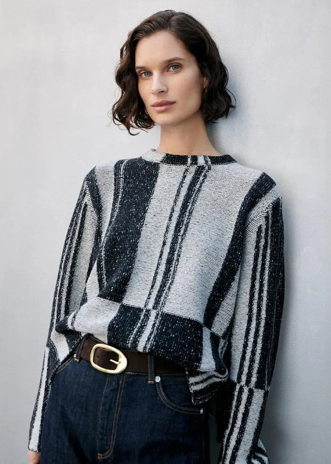 Whistles Sweaters and Cashmere Black Block Stripe Wool Sweater 8211 Women