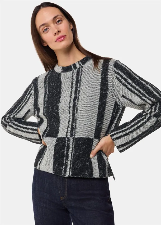 Whistles Sweaters and Cashmere Black Block Stripe Wool Sweater 8211 Women