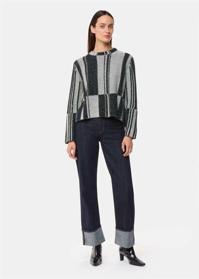 Whistles Sweaters and Cashmere Black Block Stripe Wool Sweater 8211 Women