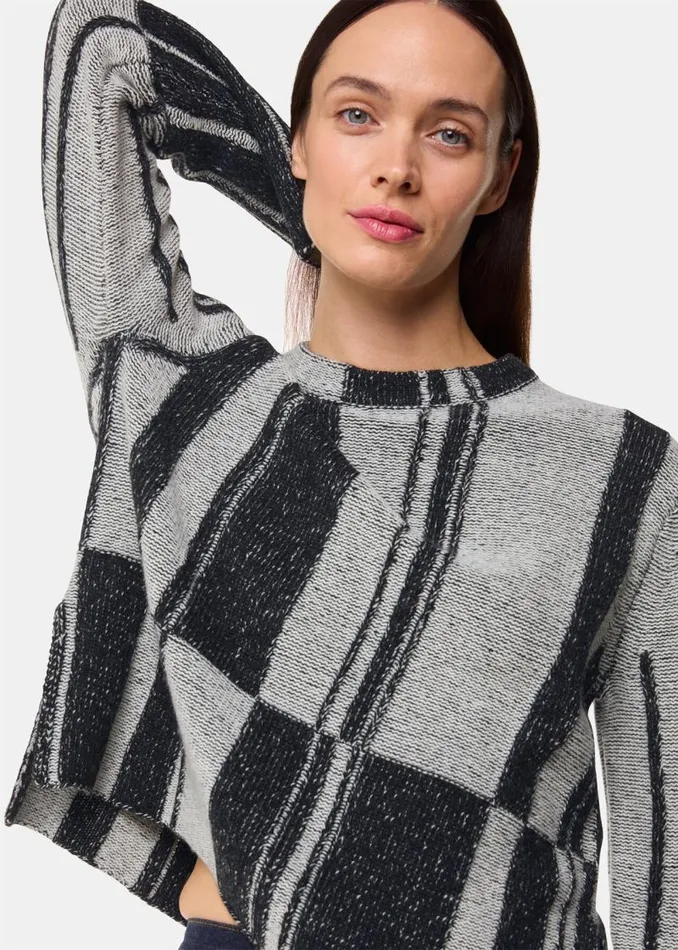 Whistles Sweaters and Cashmere Black Block Stripe Wool Sweater 8211 Women