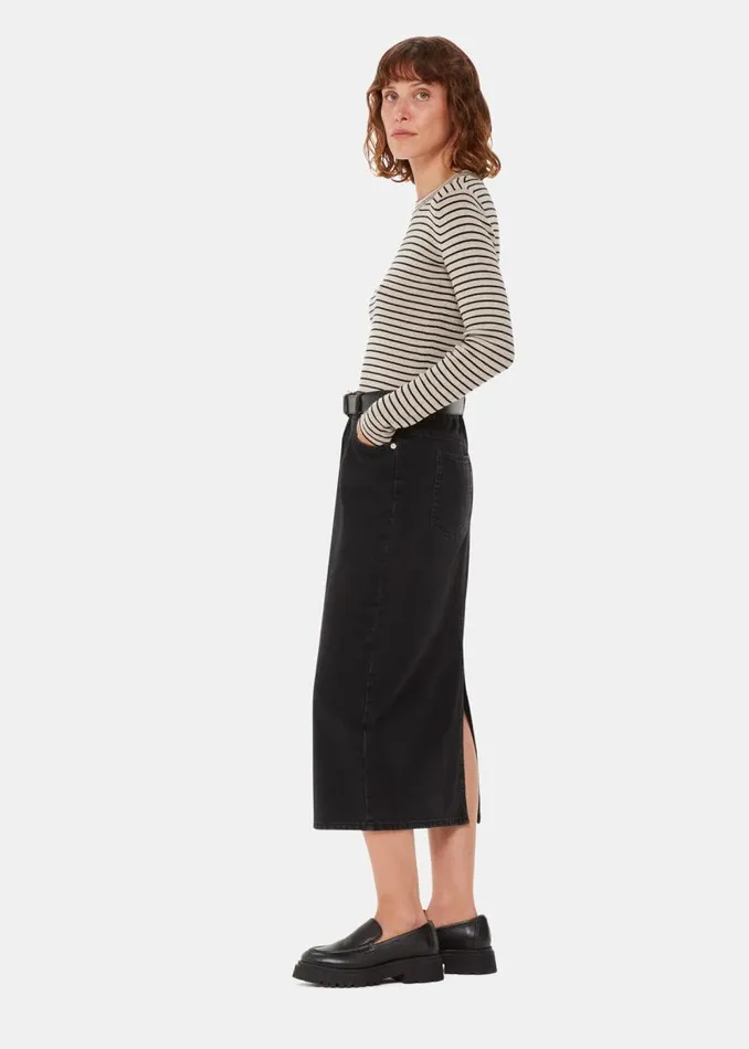 Whistles Sweaters and Cashmere Black Fine Crew Neck Stripe Sweater 8211 Women