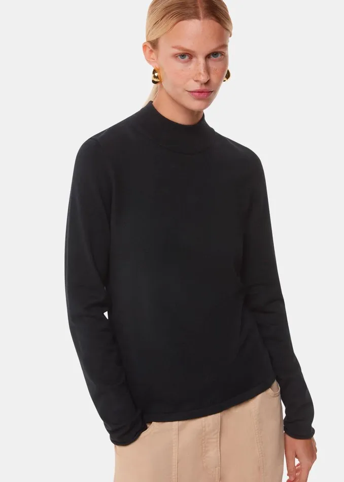 Whistles Sweaters and Cashmere Black Mira Mock Neck Sweater 8211 Women
