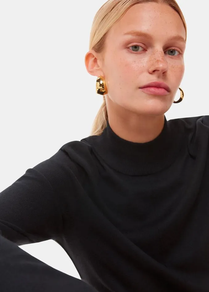 Whistles Sweaters and Cashmere Black Mira Mock Neck Sweater 8211 Women