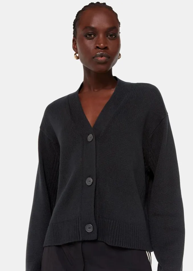 Whistles Sweaters and Cashmere Black Nina Button Front Cardigan 8211 Women
