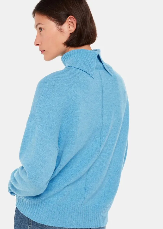 Whistles Sweaters and Cashmere Blue Wool Turtleneck Pocket Sweater 8211 Women