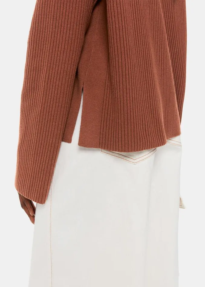 Whistles Sweaters and Cashmere Brown Rib Collar Cardigan 8211 Women