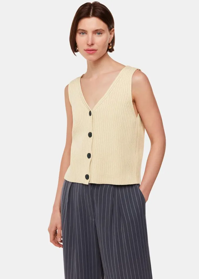 Whistles Sweaters and Cashmere Butter Button Front V Neck Tank 8211 Women
