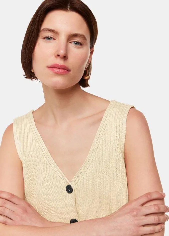 Whistles Sweaters and Cashmere Butter Button Front V Neck Tank 8211 Women