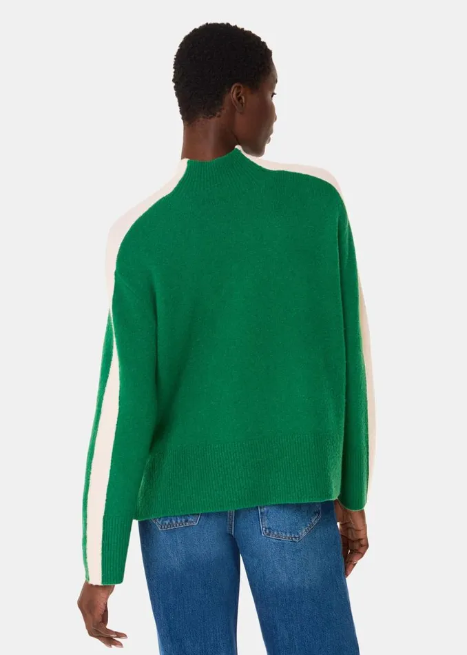 Whistles Sweaters and Cashmere Green Colorblock Wool Mix Sweater 8211 Women