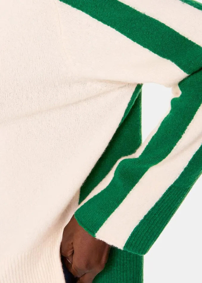 Whistles Sweaters and Cashmere Green Colorblock Wool Mix Sweater 8211 Women