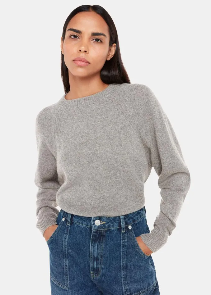Whistles Sweaters and Cashmere Grey Ultimate Cashmere Crew Neck Sweater 8211 Women