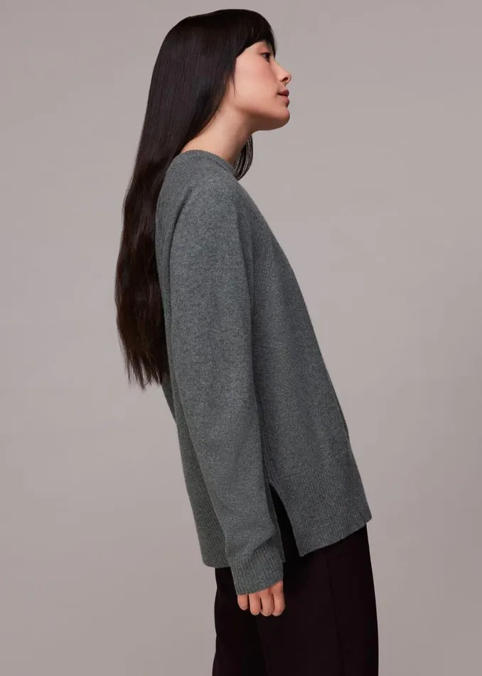 Whistles Sweaters and Cashmere Grey Ultimate Cashmere Crew Neck Sweater 8211 Women