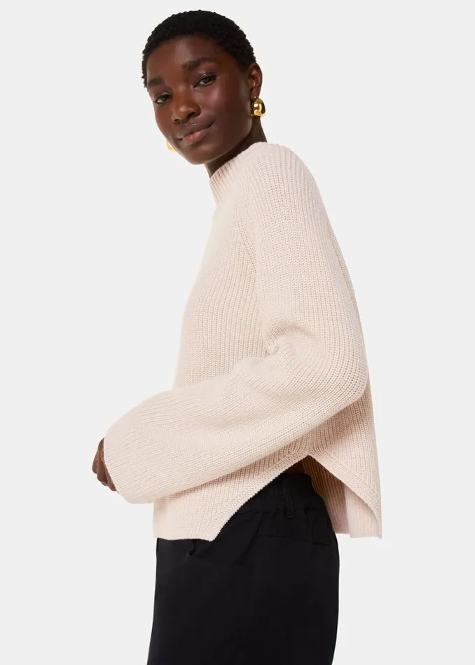 Whistles Sweaters and Cashmere Ivory Wool Mix Side Detail Sweater 8211 Women