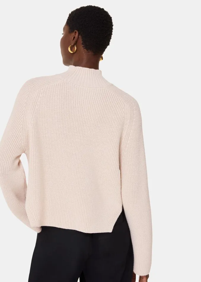 Whistles Sweaters and Cashmere Ivory Wool Mix Side Detail Sweater 8211 Women