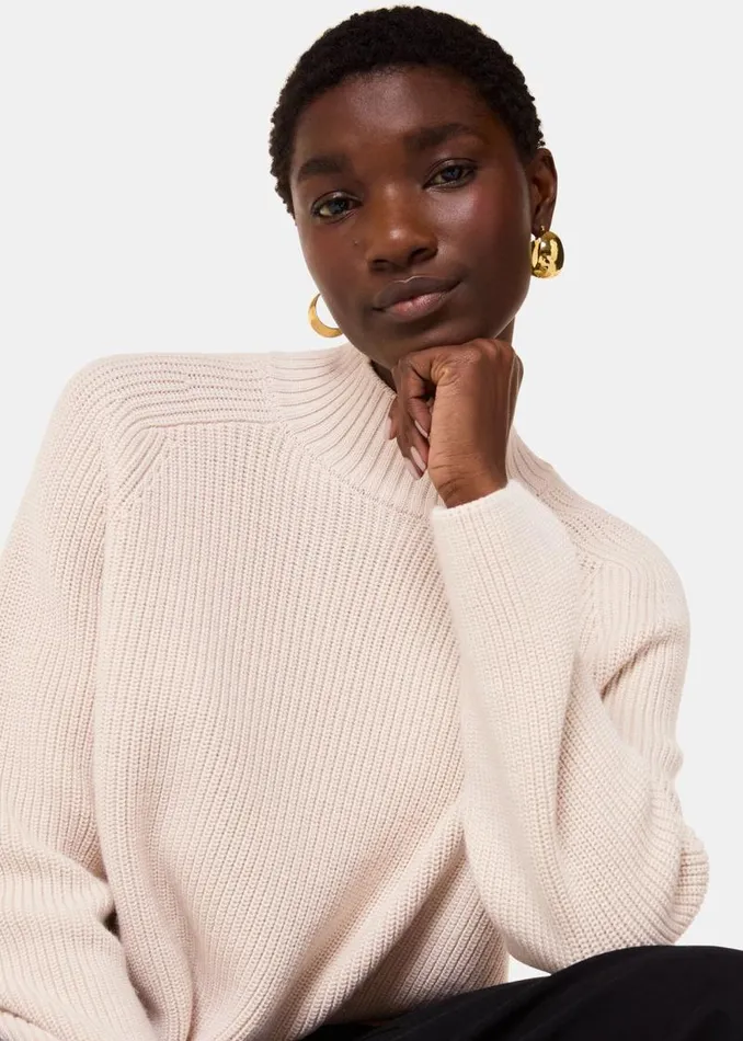 Whistles Sweaters and Cashmere Ivory Wool Mix Side Detail Sweater 8211 Women