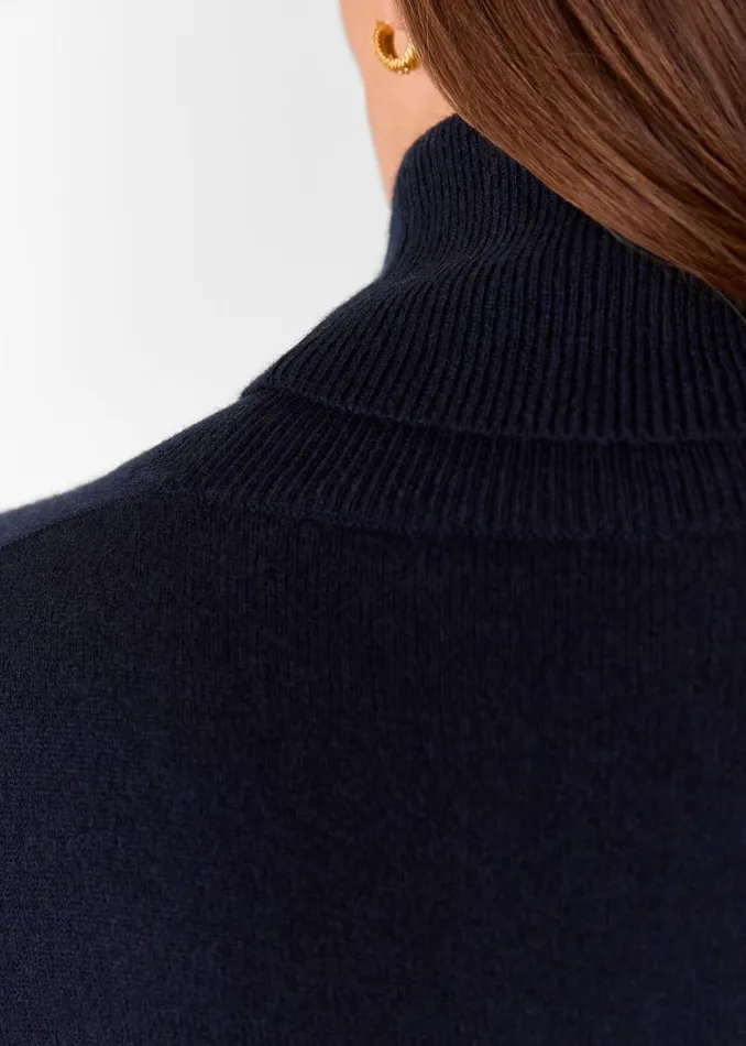 Whistles Sweaters and Cashmere Navy Cashmere Turtleneck Sweater 8211 Women