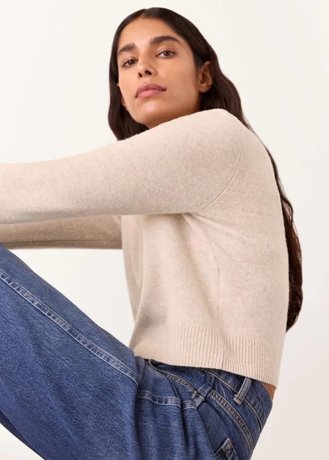 Whistles Sweaters and Cashmere Oatmeal Wool Cropped Sweater 8211 Women