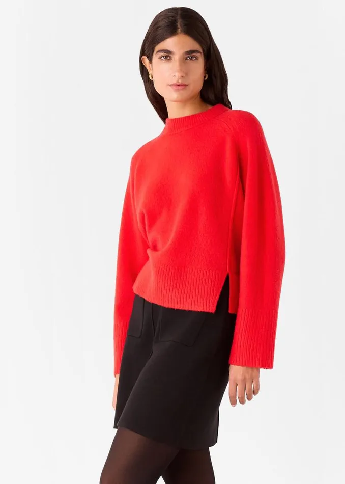 Whistles Sweaters and Cashmere Red Wool Mix Side Split Knit 8211 Women