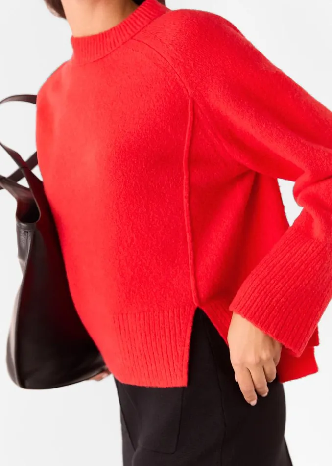 Whistles Sweaters and Cashmere Red Wool Mix Side Split Knit 8211 Women