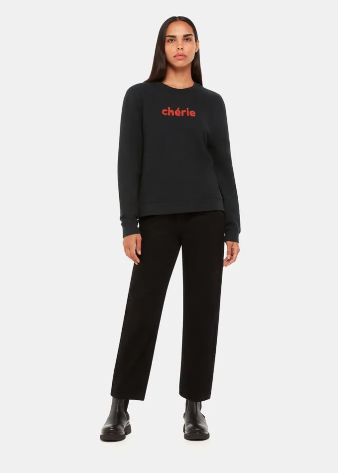 Whistles Tops Black Cherie Logo Sweatshirt 8211 Women