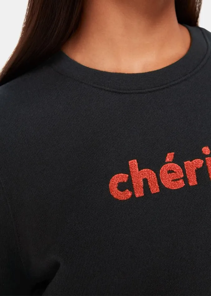 Whistles Tops Black Cherie Logo Sweatshirt 8211 Women