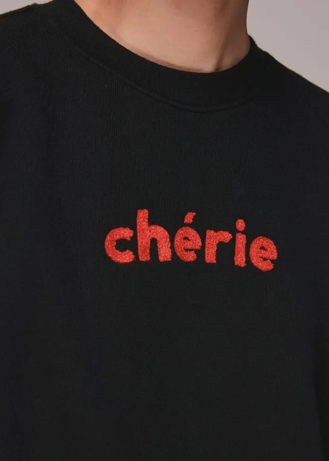 Whistles Tops Black Cherie Logo Sweatshirt 8211 Women
