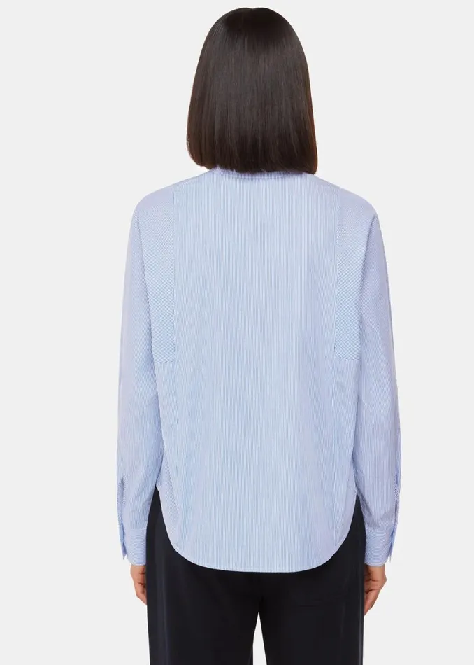 Whistles Tops Blue Stripe Grandad Collar Shirt 8211 Women