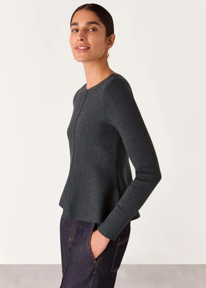 Whistles Tops Dark Grey Peplum Detail Knit 8211 Women