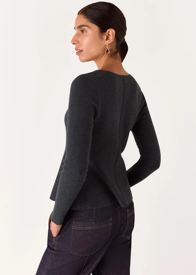 Whistles Tops Dark Grey Peplum Detail Knit 8211 Women