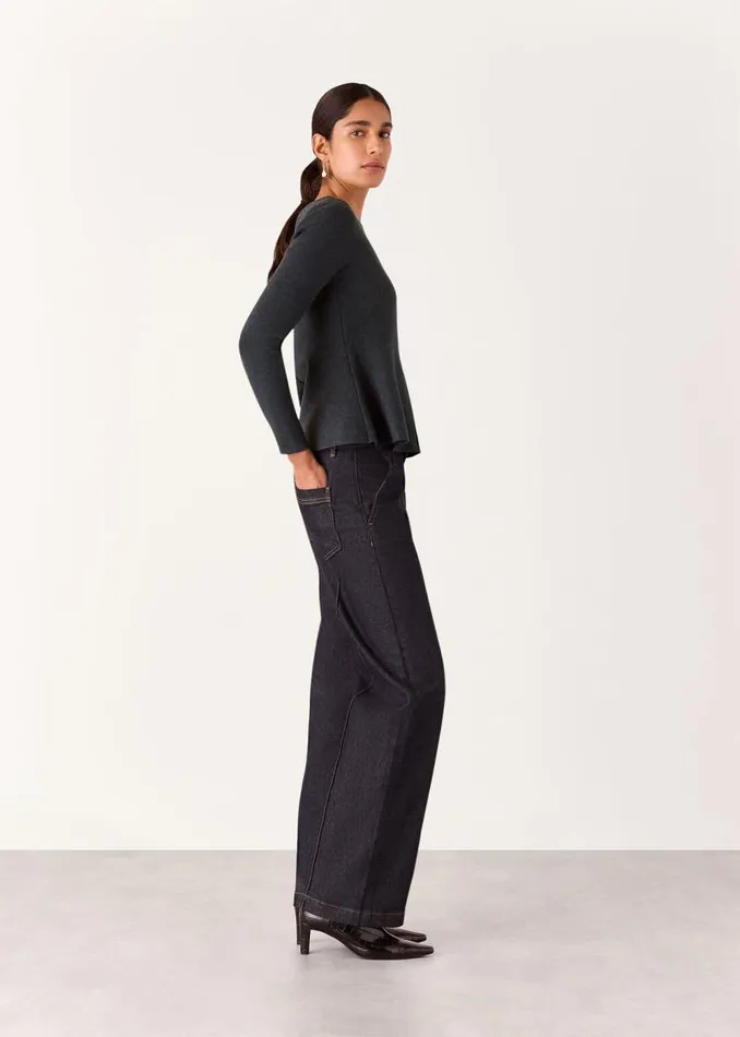 Whistles Tops Dark Grey Peplum Detail Knit 8211 Women