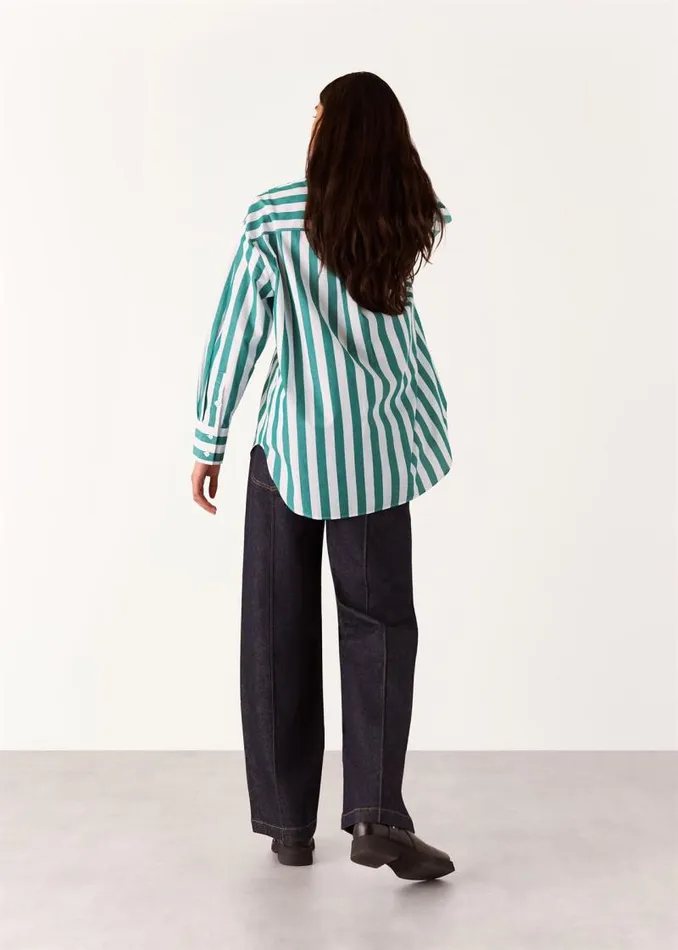 Whistles Tops Green Stripe Oversized Shirt 8211 Women
