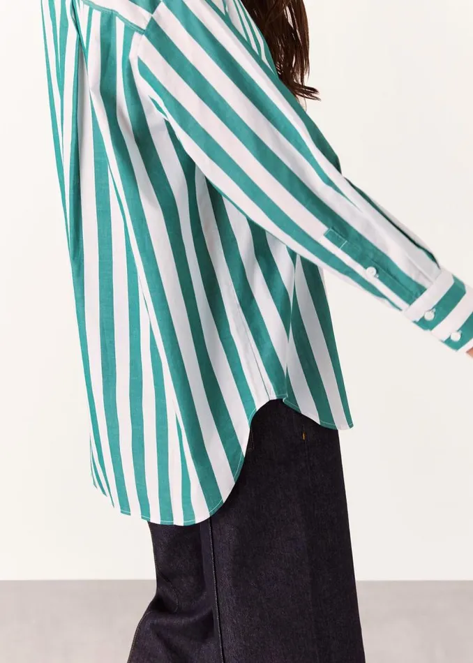 Whistles Tops Green Stripe Oversized Shirt 8211 Women