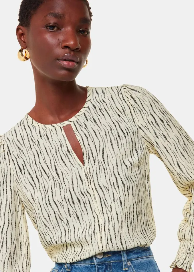 Whistles Tops Ivory Shibori Stripe Detail Blouse 8211 Women