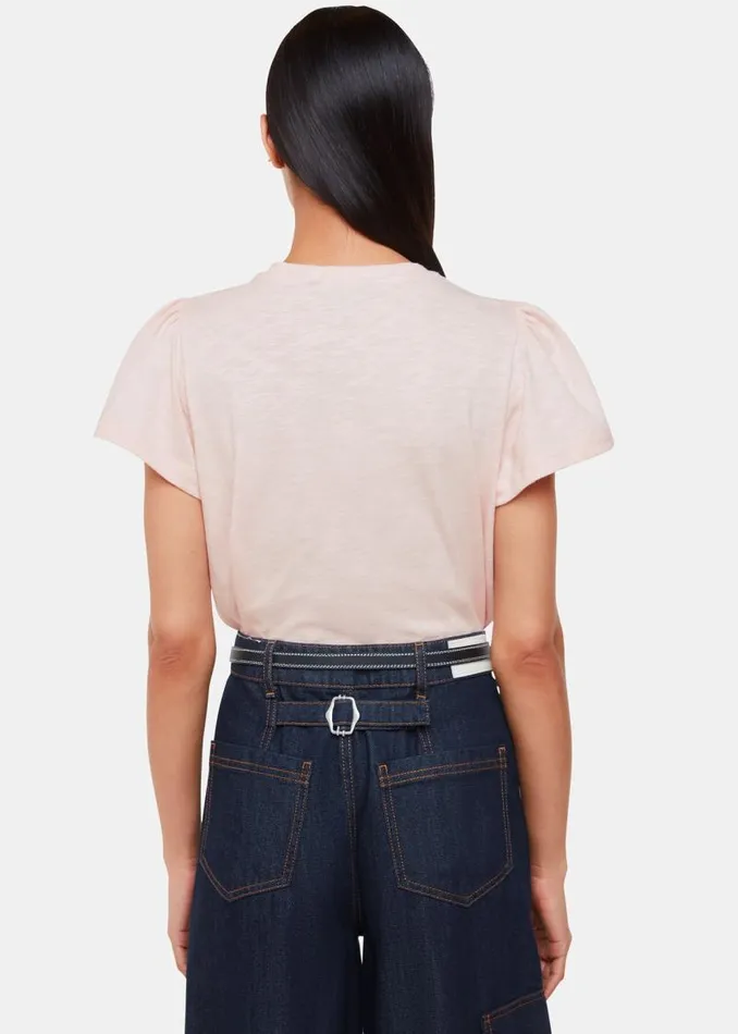 Whistles Tops Pale Pink Cotton Frill Sleeve TShirt 8211 Women