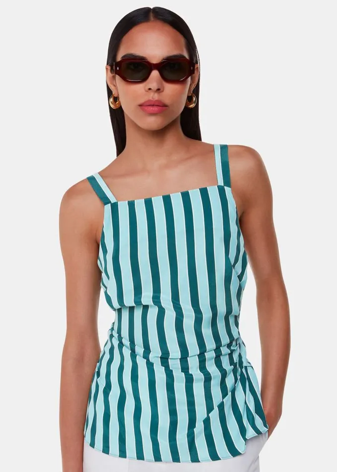 Whistles Tops Teal Emily Tonal Stripe Top 8211 Women