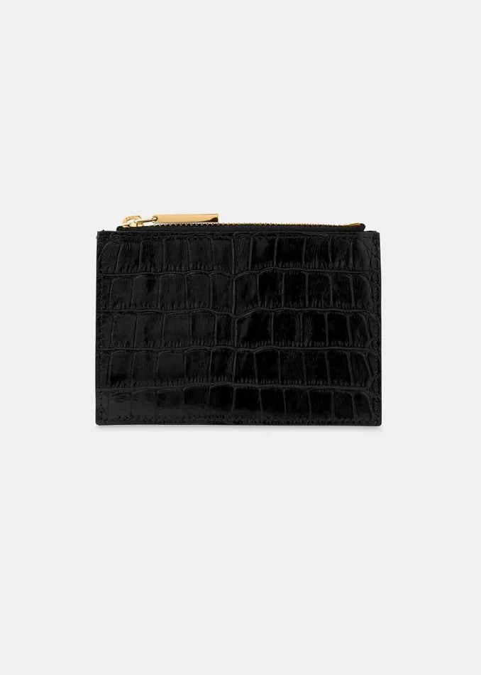 Whistles Wallets and Cardholders Black Shiny Croc Coin Purse 8211 Women