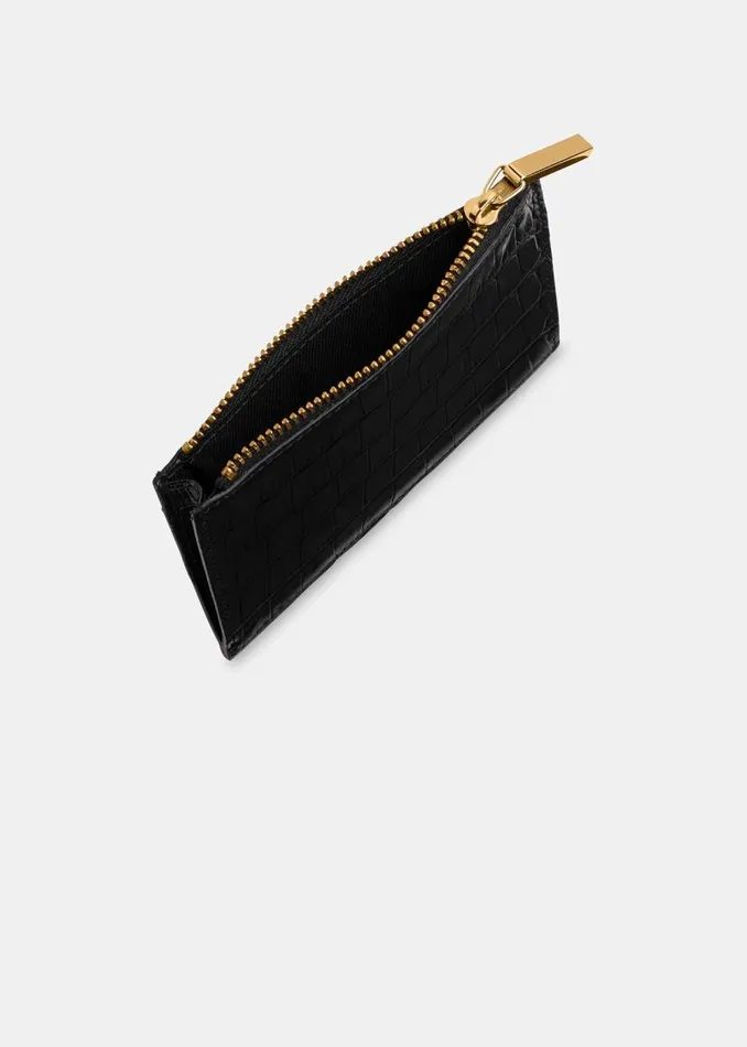 Whistles Wallets and Cardholders Black Shiny Croc Coin Purse 8211 Women