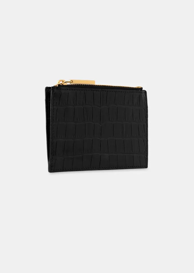 Whistles Wallets and Cardholders Black Shiny Croc Coin Purse 8211 Women