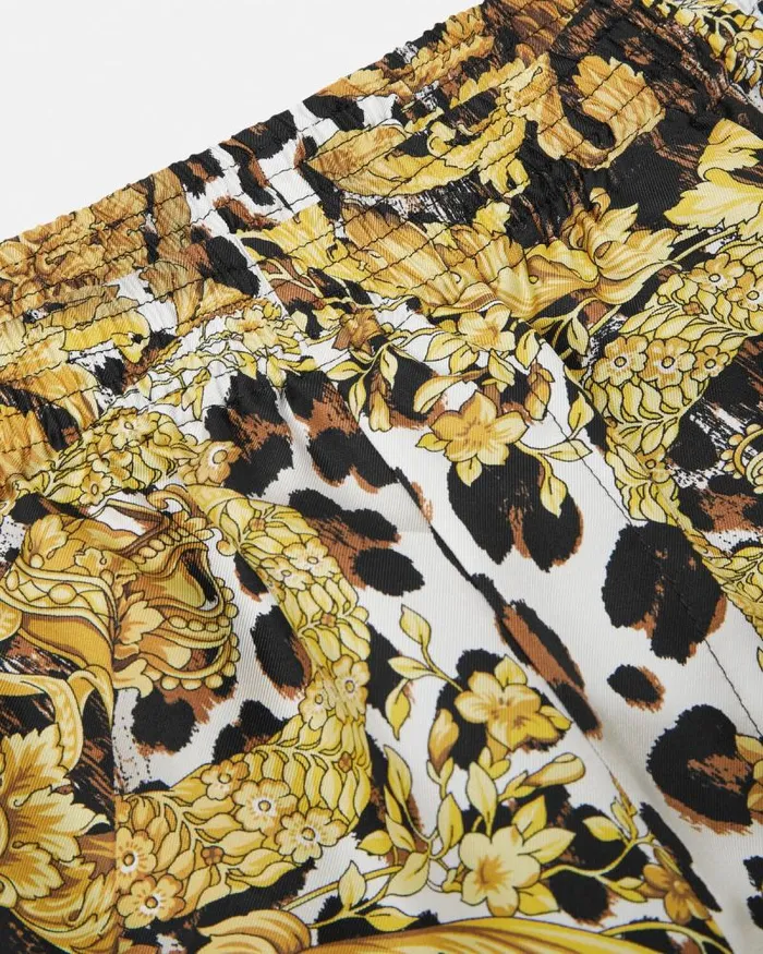 Wild Barocco Illusion Silk Shorts Print Men Versace Pants and Shorts