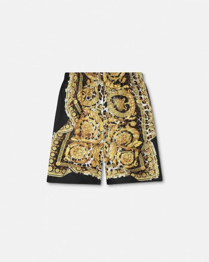 Wild Barocco Illusion Silk Shorts Print Men Versace Pants and Shorts