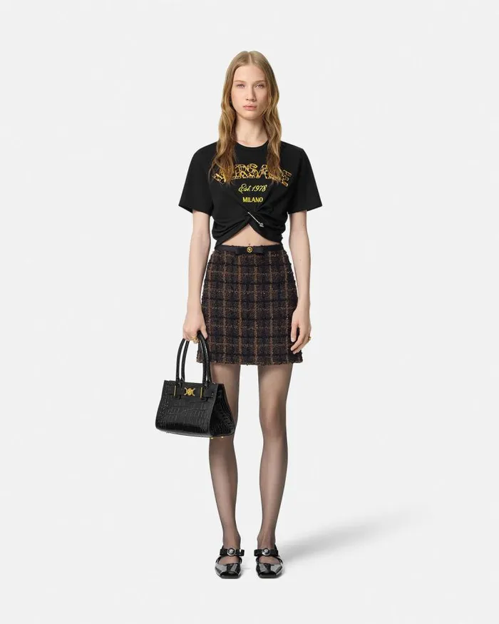 Wild Stamp Safety Pin Crop TShirt Blackprint Women Versace TShirts and Sweatshirts