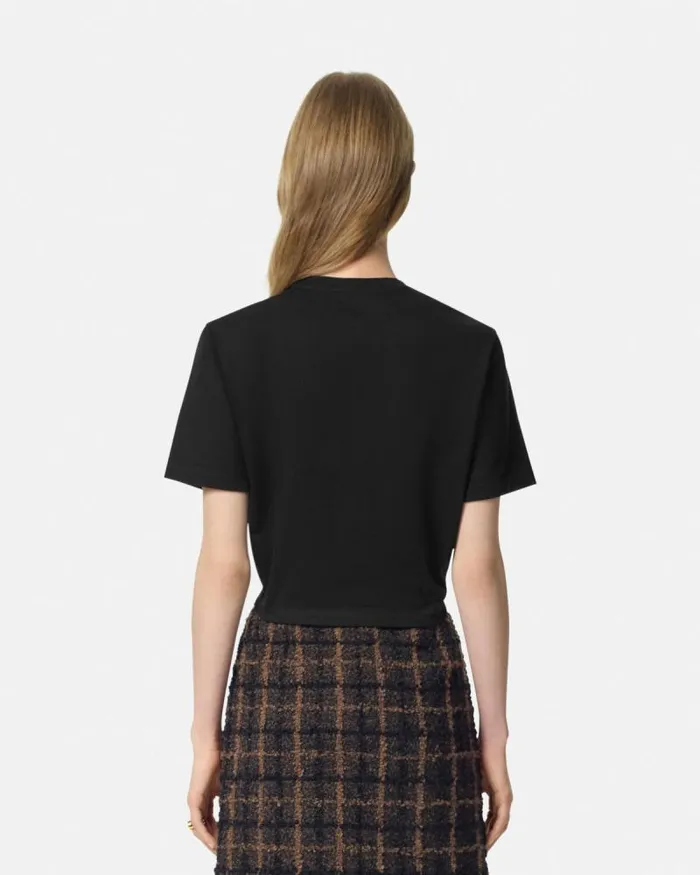 Wild Stamp Safety Pin Crop TShirt Blackprint Women Versace TShirts and Sweatshirts