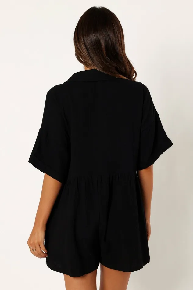 Winny Romper Black Jumpsuits and Rompers Petal and Pup Women