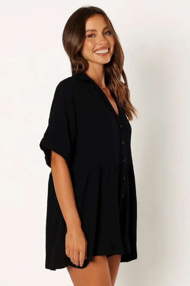 Winny Romper Black Jumpsuits and Rompers Petal and Pup Women
