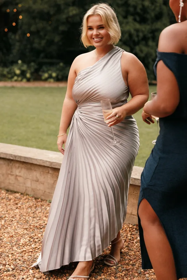 Winter Dresses Women Kleo One Shoulder Maxi Dress Silver Petal and Pup