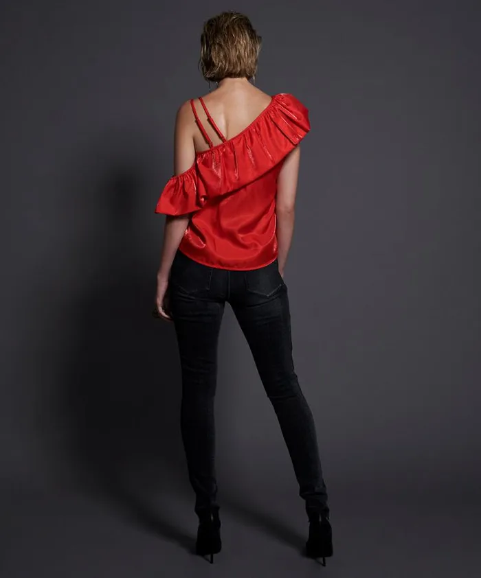 Women 80S RED ASHLEY TOP One Teaspoon Tops