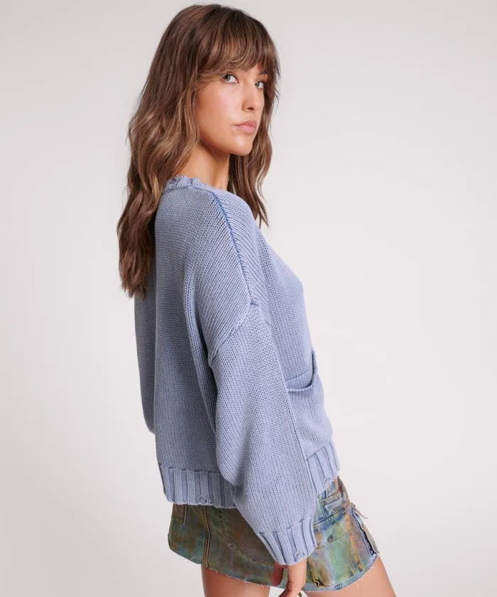 Women ACID WASHED OVERSIZED POCKET SWEATER One Teaspoon Knitwear
