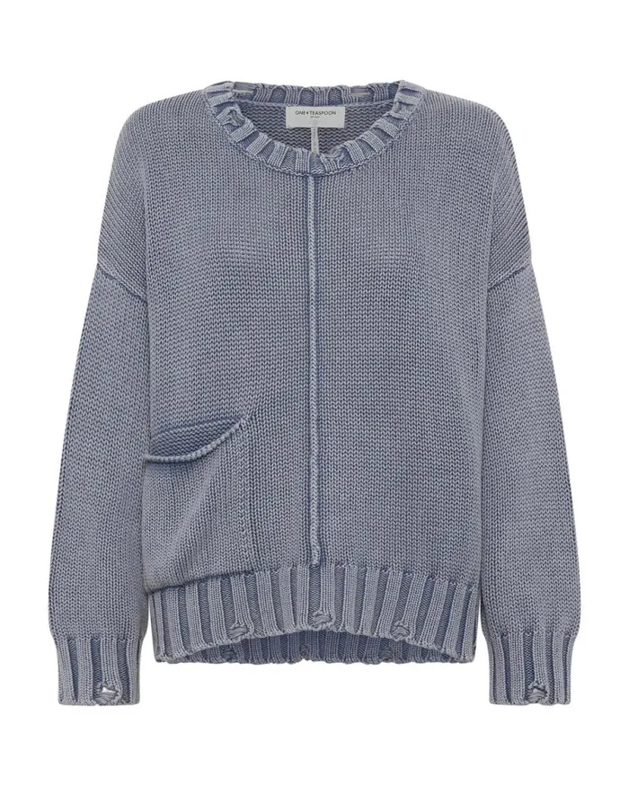 Women ACID WASHED OVERSIZED POCKET SWEATER One Teaspoon Knitwear