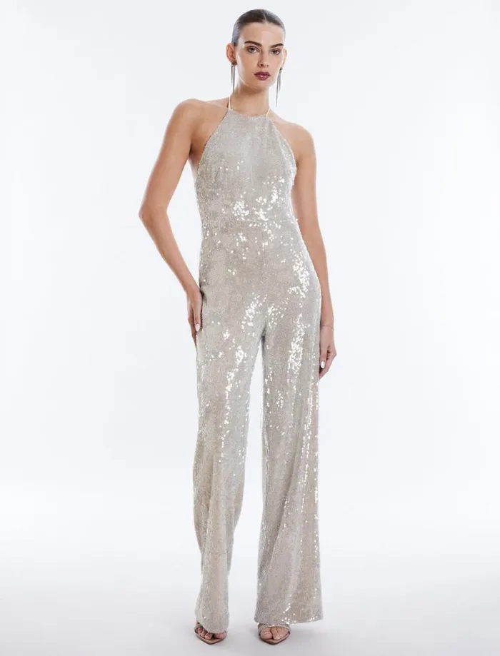 Women Amanda Sequined Jumpsuit Champagne BCBG Jumpsuits and Rompers Women Amanda Sequined Jumpsuit Champagne BCBG Jumpsuits and Rompers
