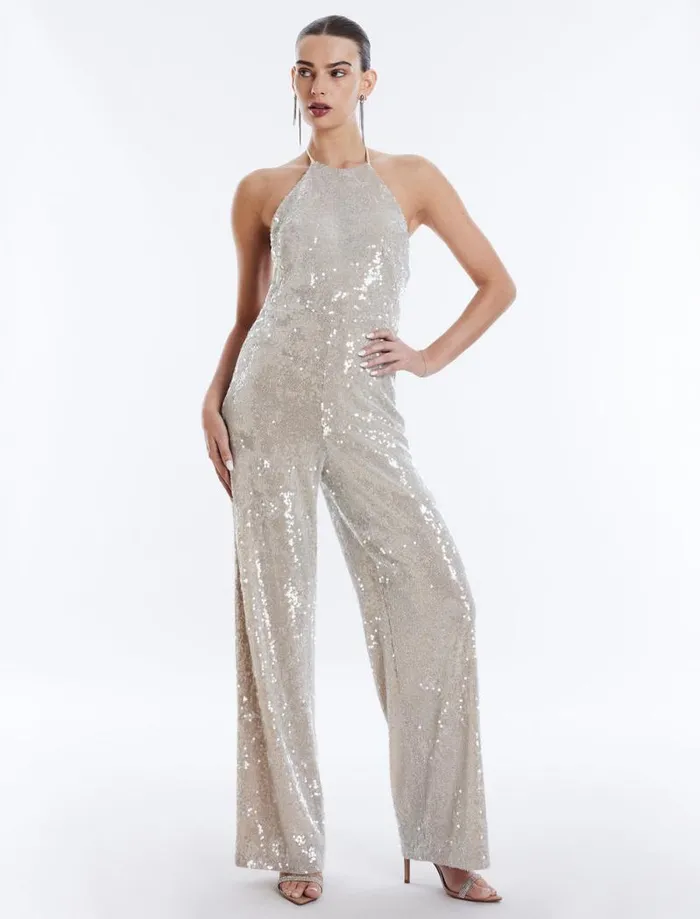 Women Amanda Sequined Jumpsuit Champagne BCBG Jumpsuits and Rompers Women Amanda Sequined Jumpsuit Champagne BCBG Jumpsuits and Rompers